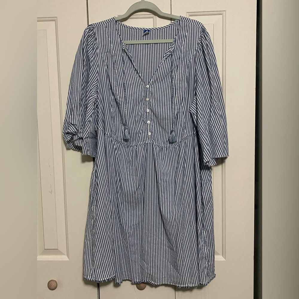 Blue and White Striped Old Navy Dress 2X